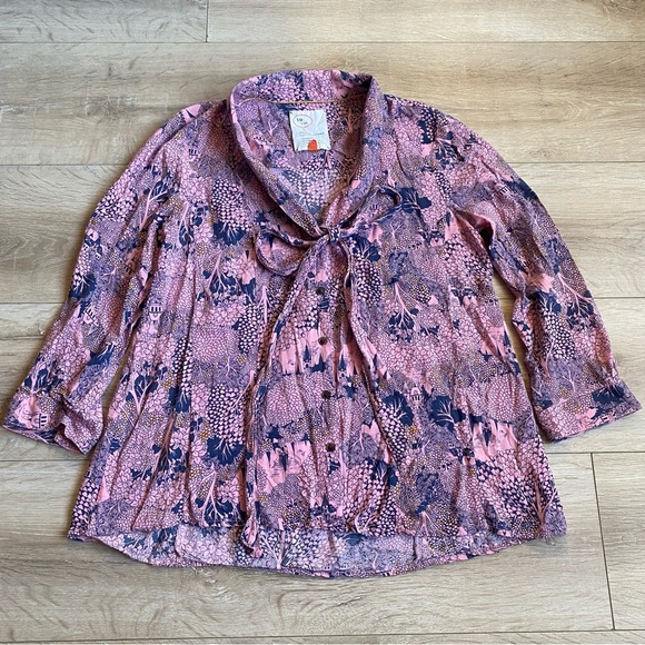 Anthropologie 52 Conversations Colloquial Blouse fairy castle print mystical 4 - Picture 5 of 12